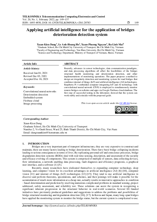 (PDF) Applying artificial intelligence for the application of bridges ...