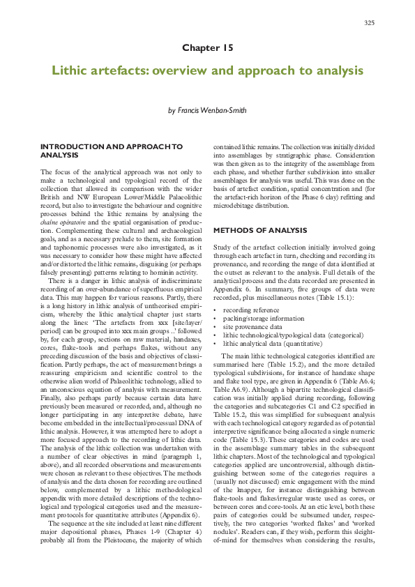 (PDF) Lithic artefacts : overview and approach to analysis by