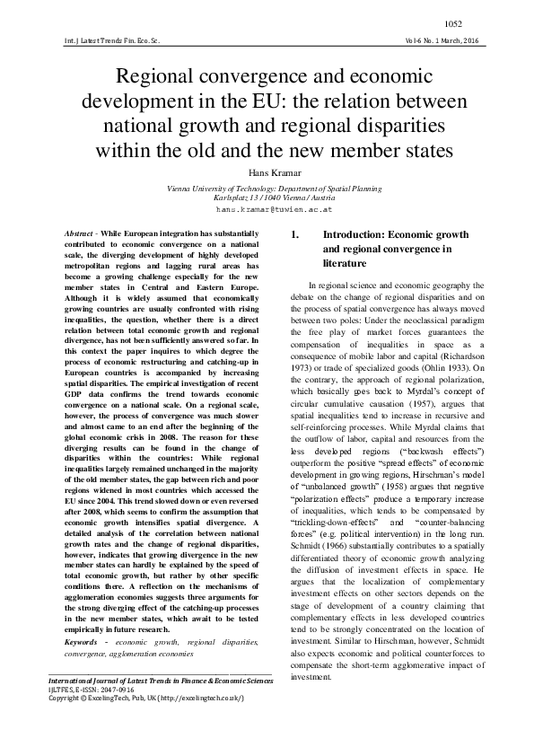 (PDF) Regional convergence and economic development in the EU: the ...