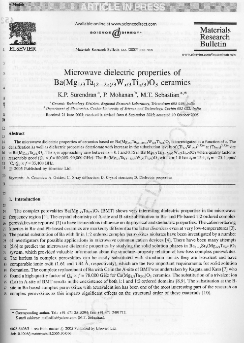 (PDF) Microwave dielectric properties of Ba ( Mg 1 / 3 Ta ( 2-2 x ) i 3 ...