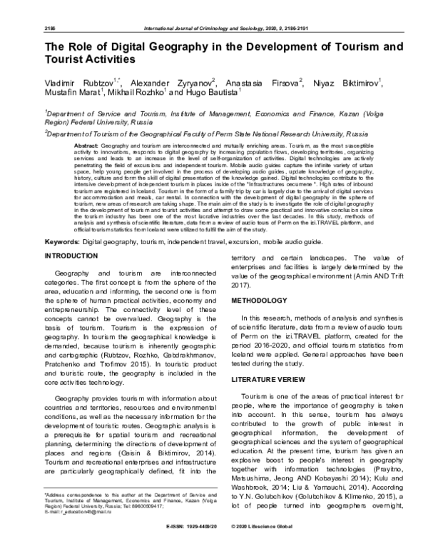 (PDF) The Role of Digital Geography in the Development of Tourism and ...