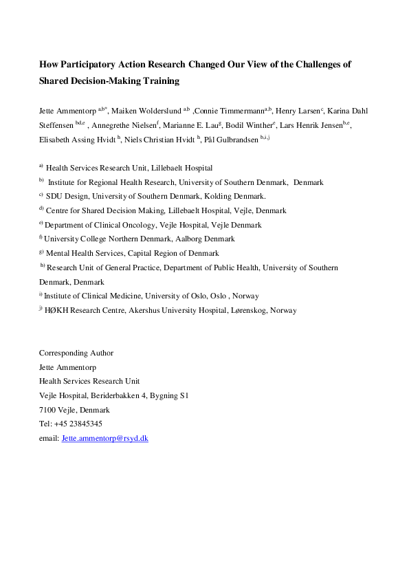 (PDF) How participatory action research changed our view of the ...