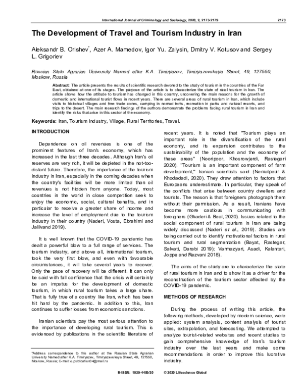 (PDF) The Development of Travel and Tourism Industry in Iran