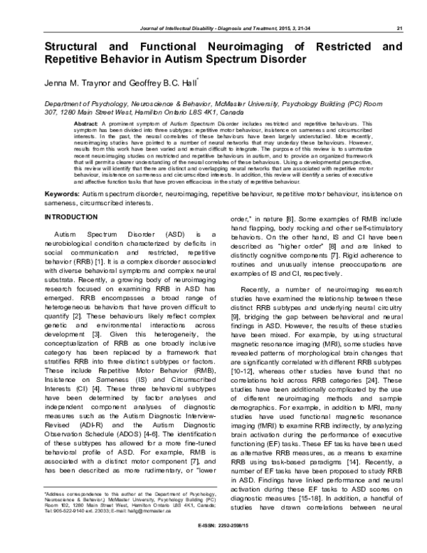 (PDF) Structural and Functional Neuroimaging of Restricted and ...