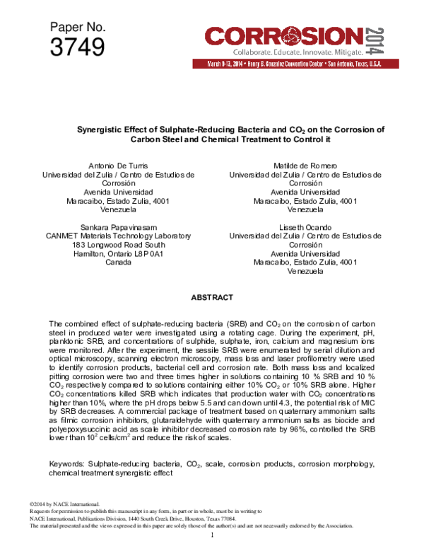(PDF) Synergistic Effect of Sulphate-Reducing Bacteria and CO 2 on the ...