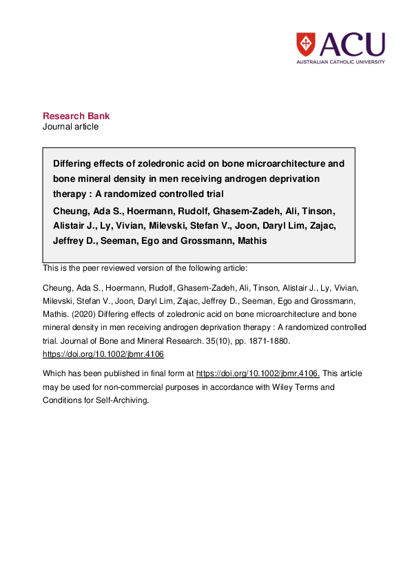 (PDF) Differing Effects of Zoledronic Acid on Bone Microarchitecture ...