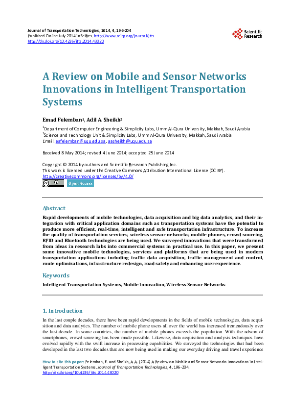 (PDF) A Review on Mobile and Sensor Networks Innovations in Intelligent ...