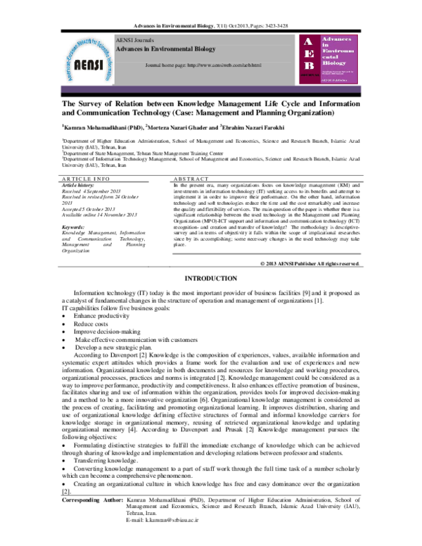 (PDF) The Survey of Relation between Knowledge Management Life Cycle ...