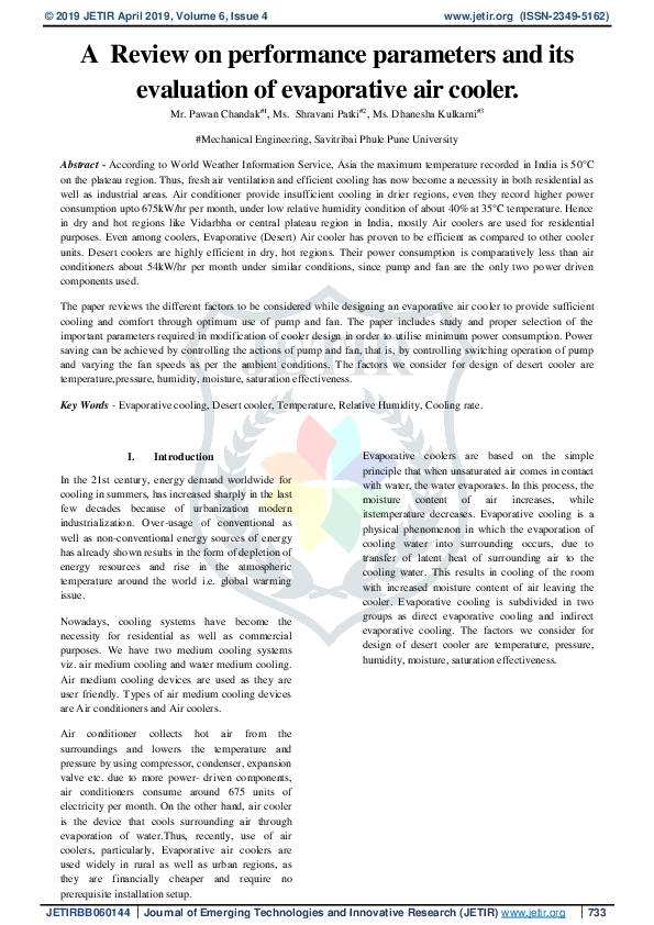 (PDF) A Review on performance parameters and its evaluation of ...
