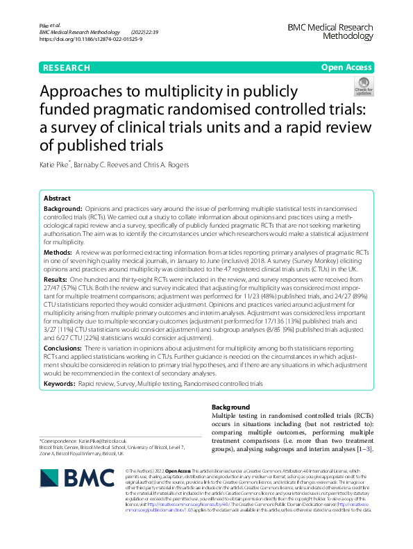 (PDF) Approaches to multiplicity in publicly funded pragmatic ...