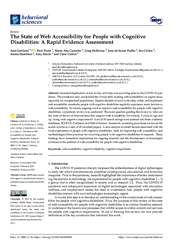 (PDF) The State of Web Accessibility for People with Cognitive ...