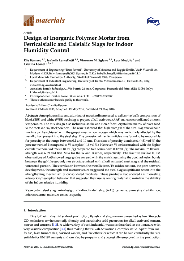 (PDF) Design of Inorganic Polymer Mortar from Ferricalsialic and ...