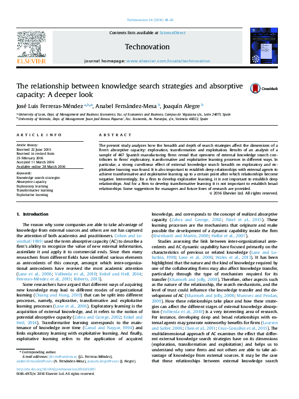 (PDF) The relationship between knowledge search strategies and ...