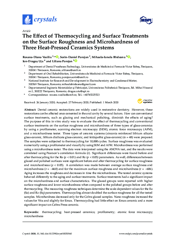 (PDF) The Effect of Thermocycling and Surface Treatments on the Surface ...