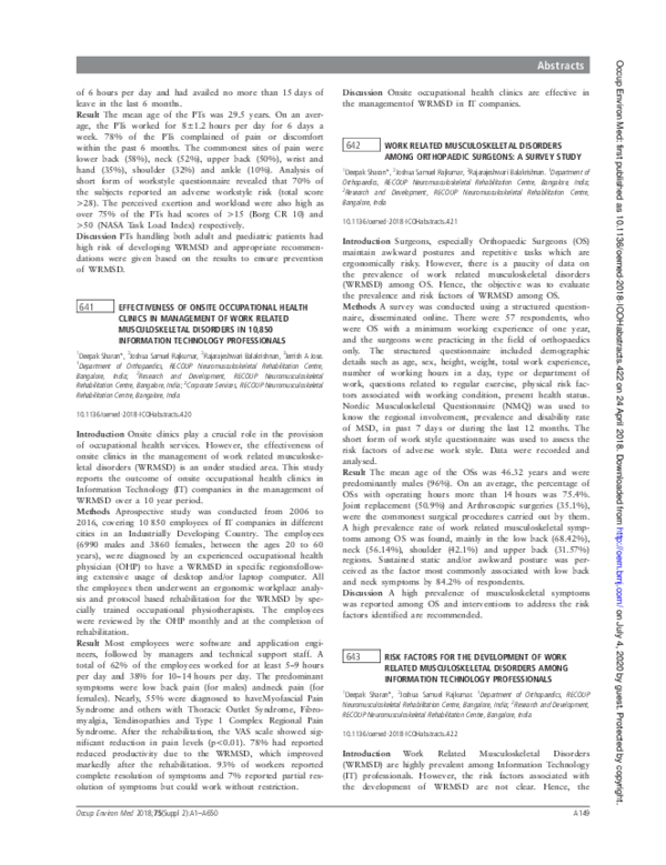 (PDF) Effectiveness of Onsite Occupational Health Clinics in Management ...