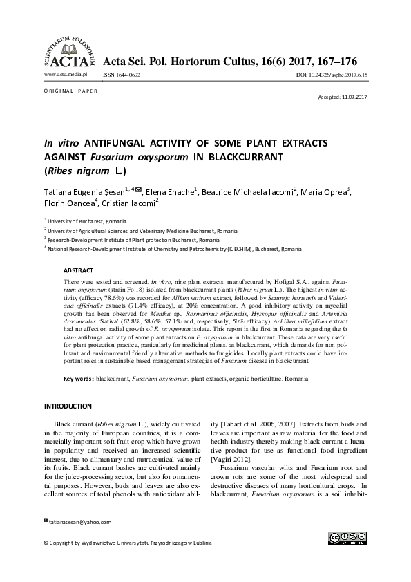 (PDF) In vitro ANTIFUNGAL ACTIVITY OF SOME PLANT EXTRACTS AGAINST ...