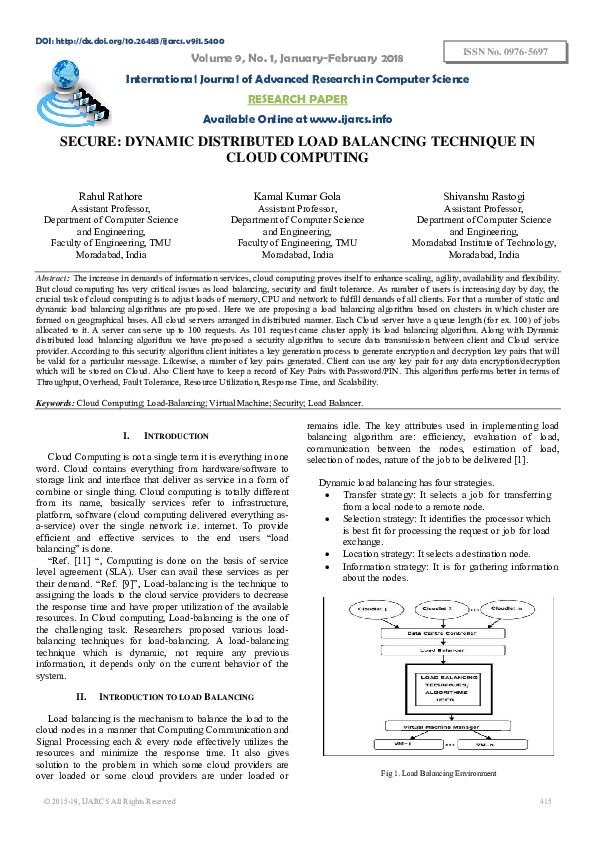 (PDF) Secure: Dynamic Distributed Load Balancing Technique in Cloud ...