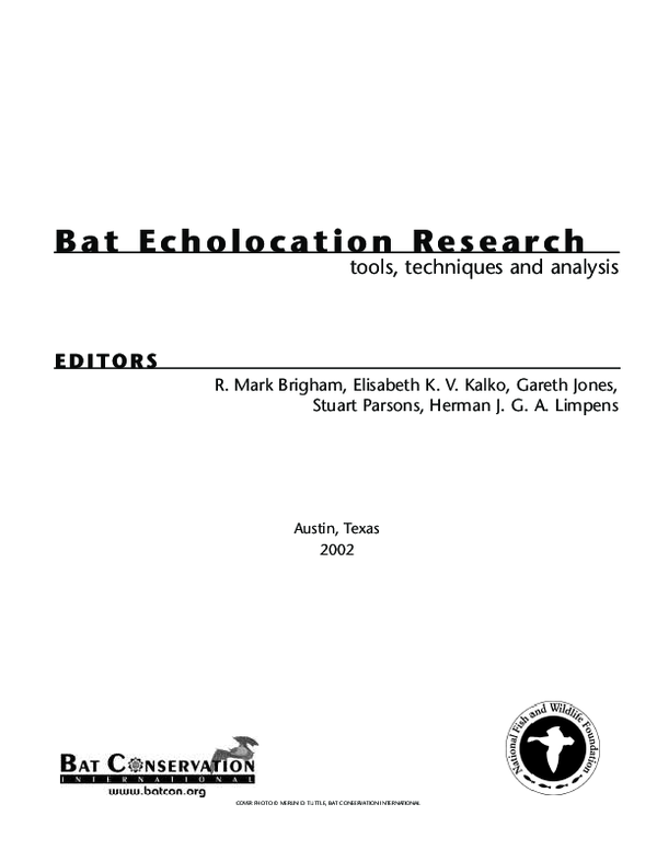 (PDF) Bat Echolocation Research. Tools, Techniques, and Analysis