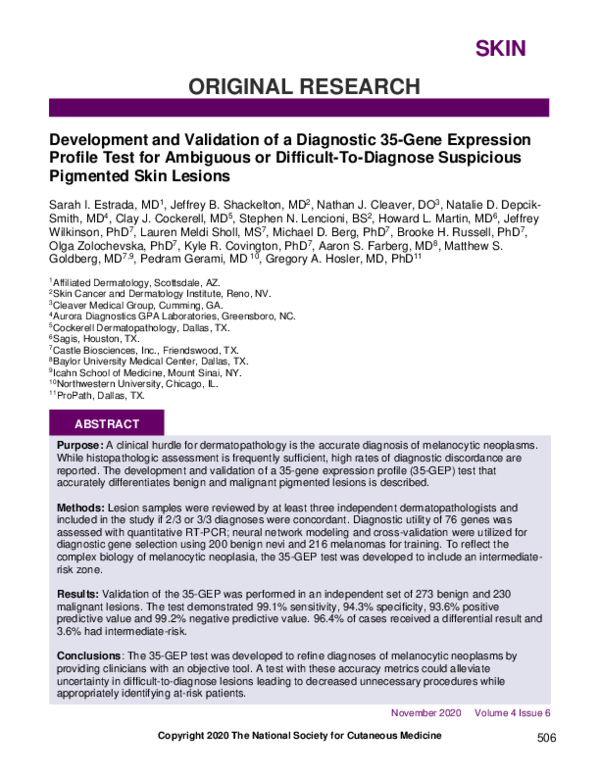 (PDF) Development and Validation of a Diagnostic 35-Gene Expression ...