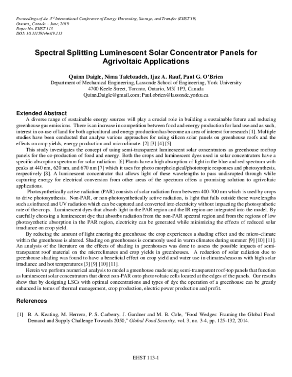 (PDF) Spectral Splitting Luminescent Solar Concentrator Panels for ...