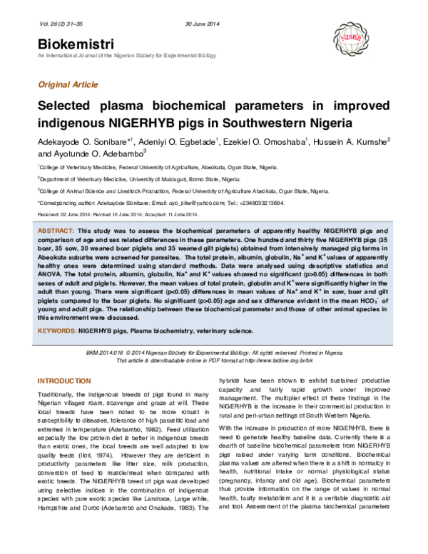 PDF) An International Journal of the Nigerian Society for 