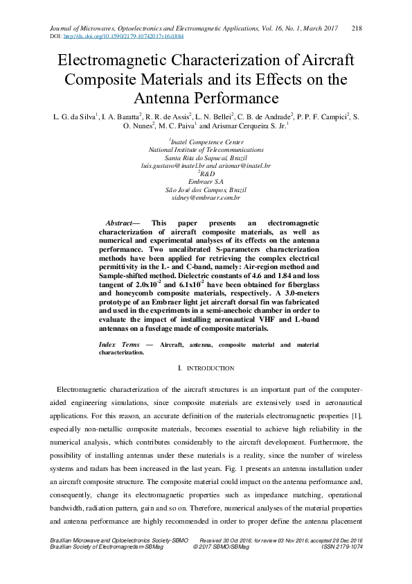 (PDF) Electromagnetic Characterization of Aircraft Composite Materials ...
