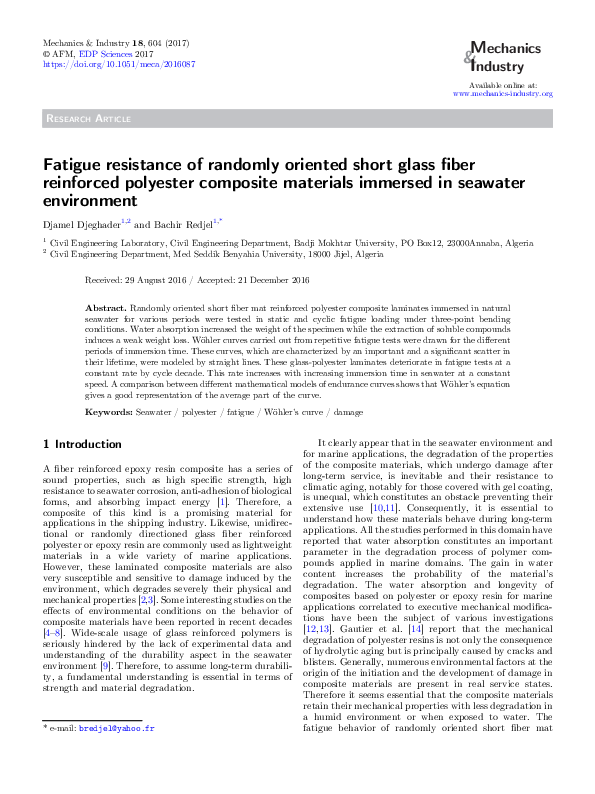(PDF) Fatigue resistance of randomly oriented short glass fiber ...
