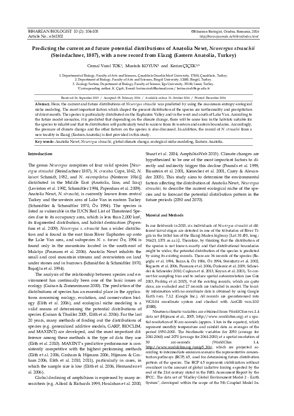 (PDF) Predicting the current and future potential distributions of ...