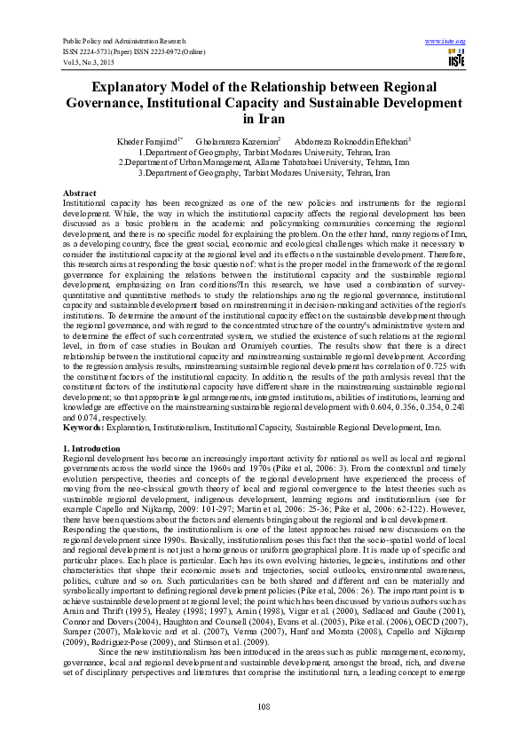 (PDF) Explanatory Model of the Relationship between Regional Governance ...