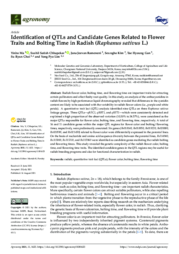 (PDF) Identification of QTLs and Candidate Genes Related to Flower ...