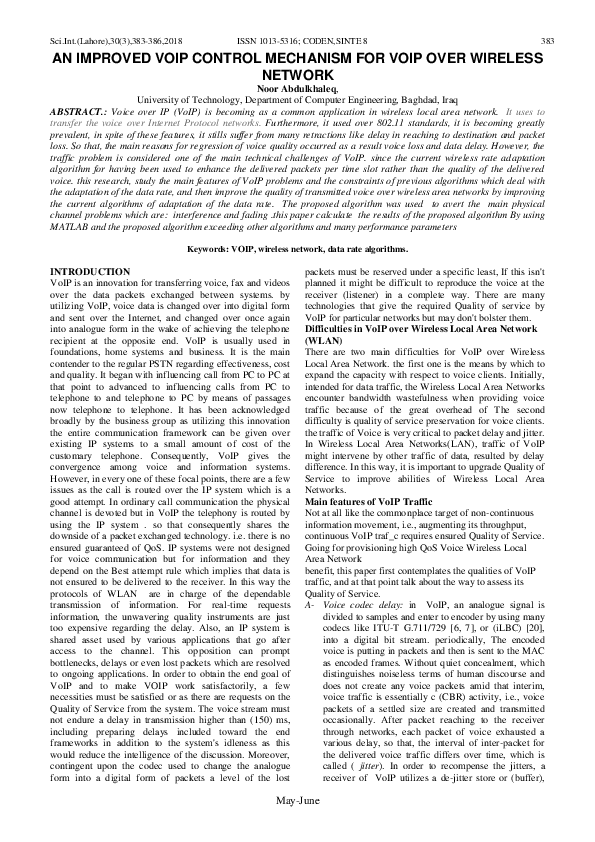 (PDF) AN IMPROVED VOIP CONTROL