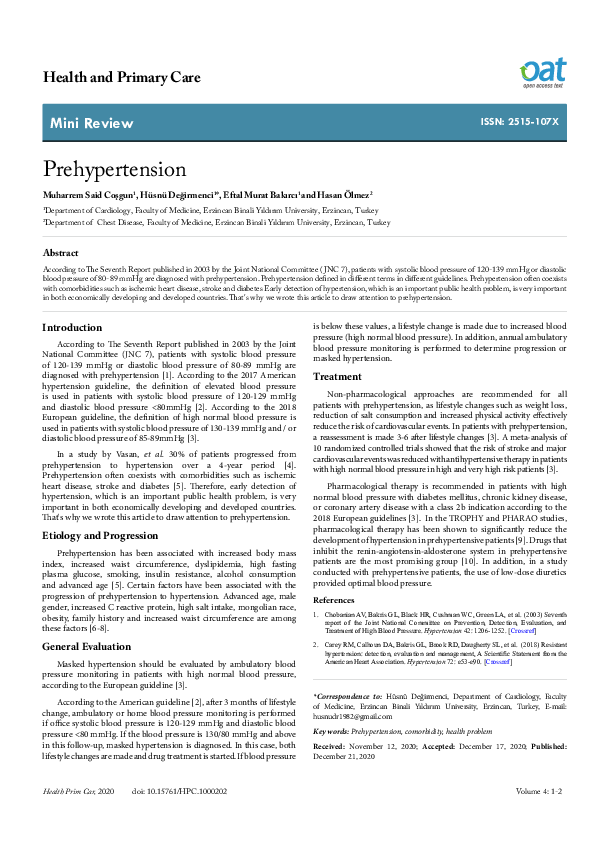 (PDF) Prehypertension