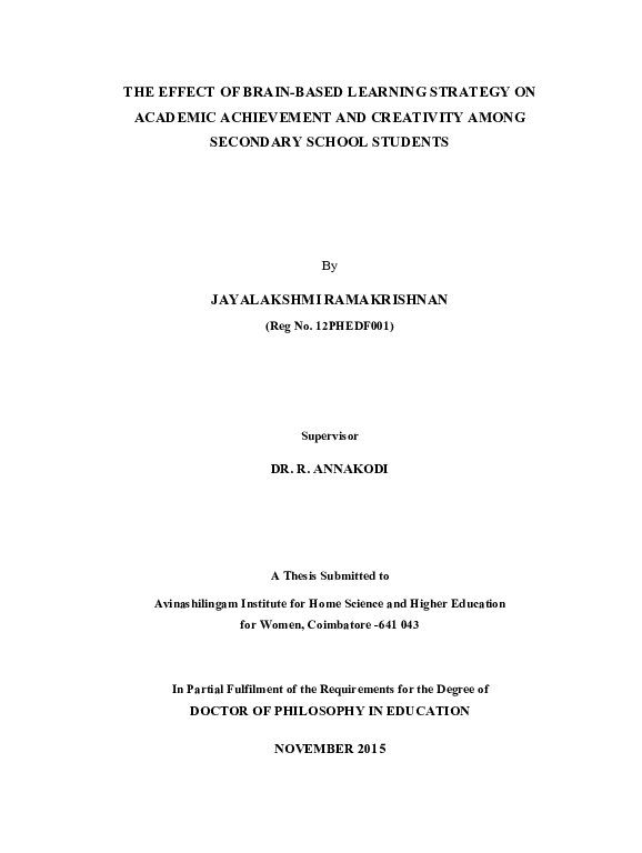 (PDF) The Effect of Brain Based Learning Strategy on Academic ...