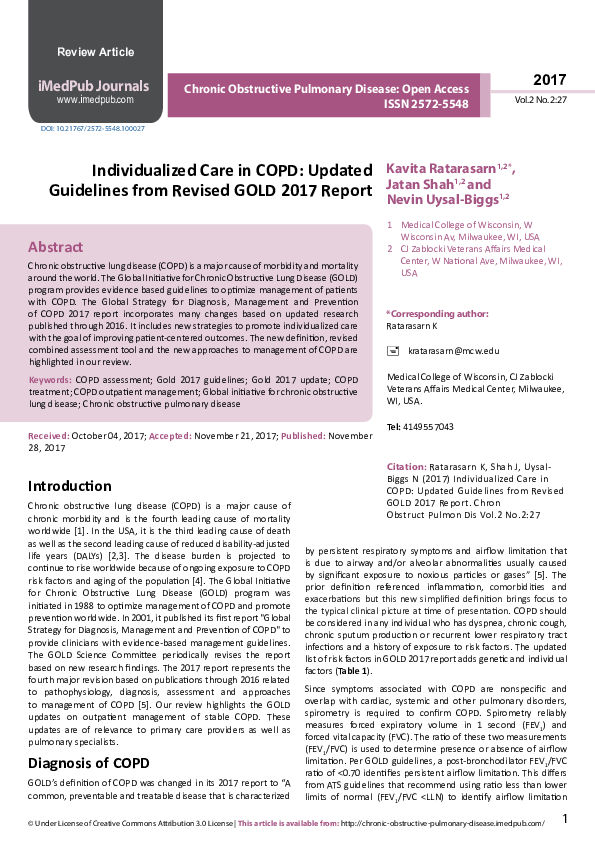 (PDF) Individualized Care in COPD: Updated Guidelines from Revised GOLD ...