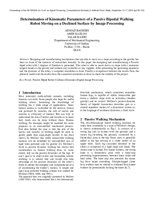 (PDF) Determination of kinematic parameters of a passive bipedal ...