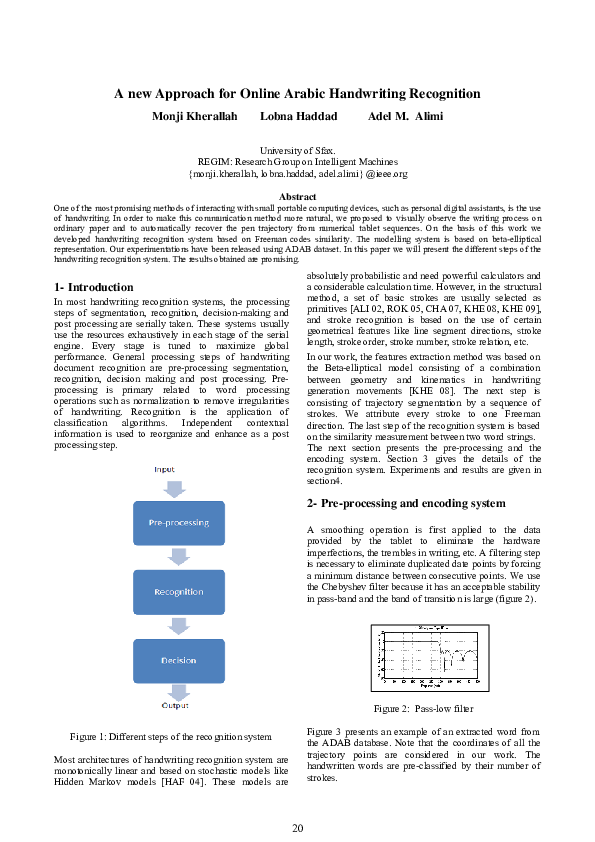 (PDF) A new Approach for Online Arabic Handwriting Recognition