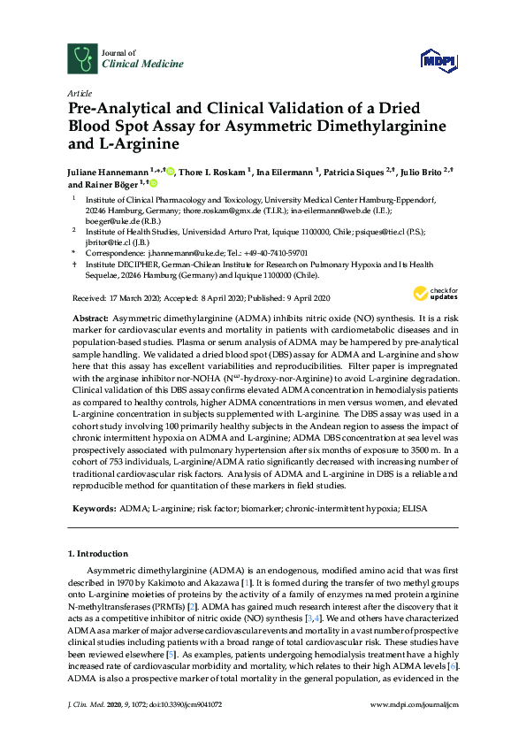(PDF) Pre-Analytical and Clinical Validation of a Dried Blood Spot ...