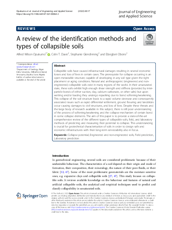 (PDF) A review of the identification methods and types of collapsible soils