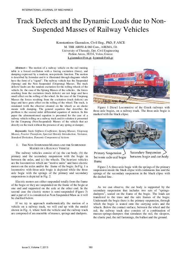 (PDF) Track defects and the dynamic loads due to non-suspended masses ...