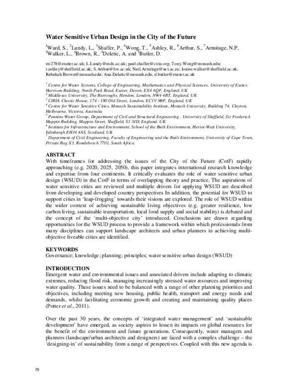 (PDF) Water sensitive urban design in the city of the future