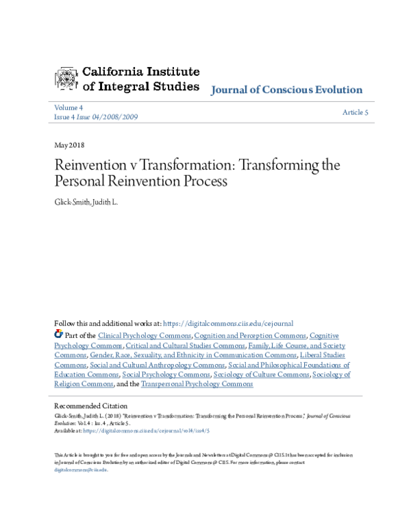 (PDF) Reinvention v Transformation: Transforming the Personal ...