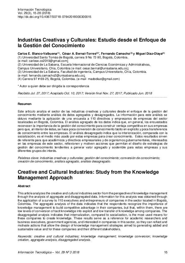 (PDF) Industrias creativas y culturales: Estudio desde el enfoque de la ...