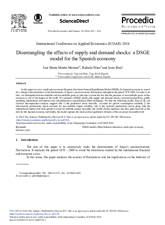 (PDF) Disentangling the Effects of Supply and Demand Shocks: A DSGE ...