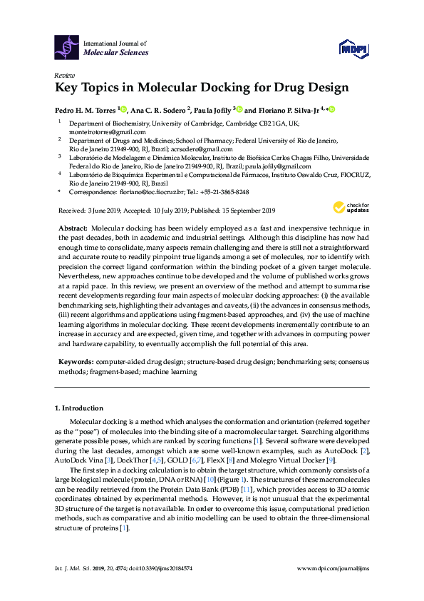 (PDF) Key Topics in Molecular Docking for Drug Design