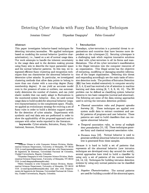 (PDF) Detecting Cyber Attacks with Fuzzy Data Mining Techniques