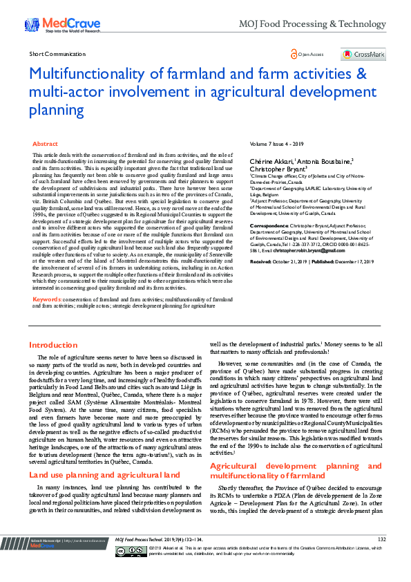 (PDF) Multifunctionality of Farmland and Farm Activities and Multi ...