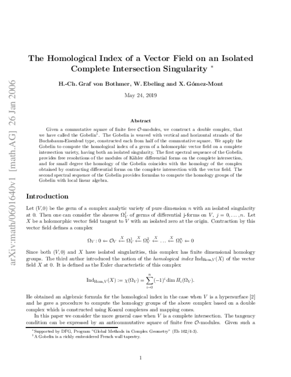 (PDF) The Homological Index of a Vector Field on an Isolated Complete ...