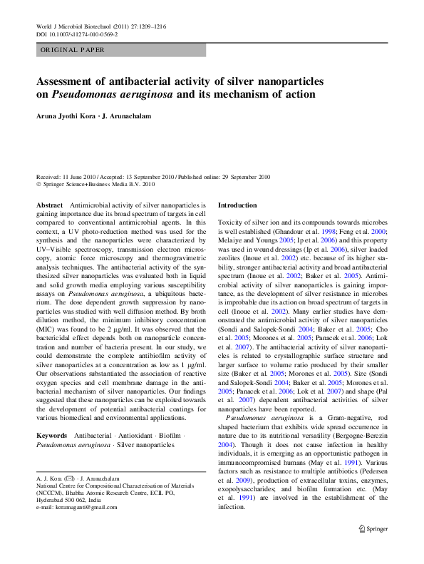 (PDF) Assessment of antibacterial activity of silver nanoparticles on ...