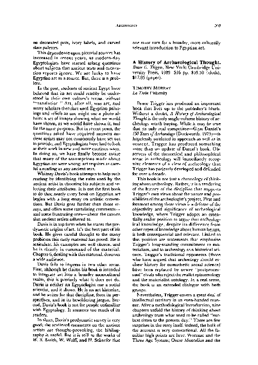 A History of Archaeological Thought . Bruce G. Trigger
