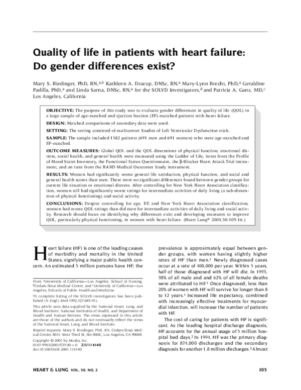 (PDF) Quality of life in patients with heart failure: do gender ...